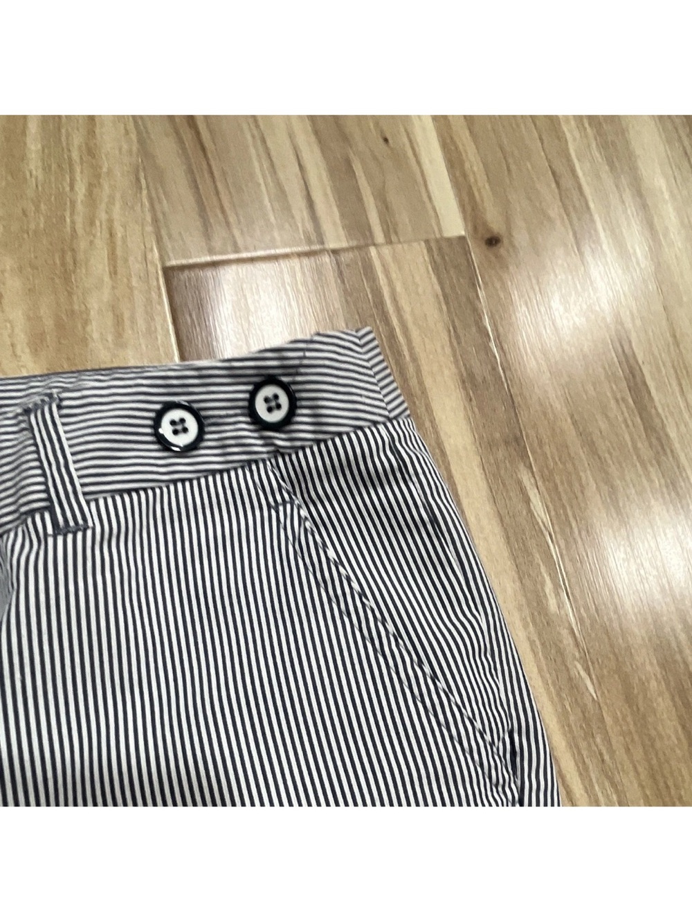 Grace Women's Blue White Pinstriped Ankle Pants - Picture 4 of 13